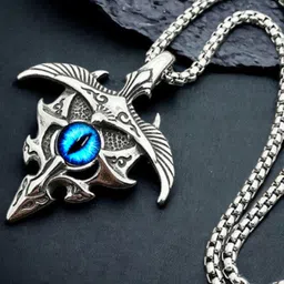 kazare Men Pendant | Pendant For Men | Evil Eye locket | Locket For Men Rhodium Alloy-picture-0