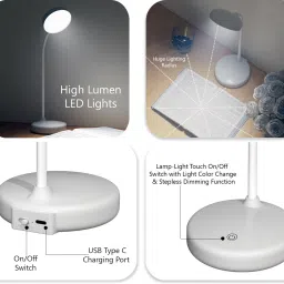 pesca 3 Mode Rechargeable with Touch On/Off and Student Eye Protection Study Lamp image 4