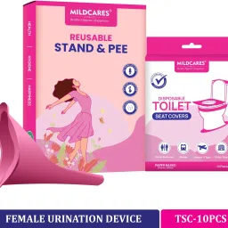 Reusable Stand and Pee with Disposable Toilet Seat Covers | Travel-Friendly | & Reusable Female Urination Device-image-0