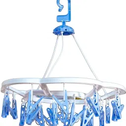 Round Cloth Drying Stand Hanger with 15 Clips/pegs, Baby Clothes Hanger Stand Plastic Scarf Hanger ForScarf-10