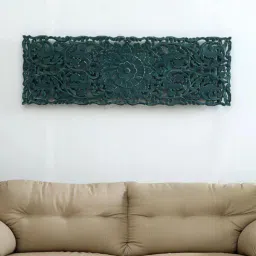 wooden home Mango Wood Full Size Carving Jharokha in Green Distress Finish-picture-0