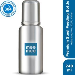 meemee Baby Premium Steel Feeding Bottle with Advanced Anti Colic Valve, for Babies - 240 ml-picture-29