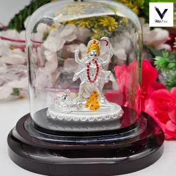 "Divine Power: 999 Silver Kali Mata Idol" Decorative Showpiece-9 cm-image-2