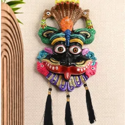 Metal Feng Shui Vastu Nazar Battu Mask For Evil Eye Protection Home Office Decorative Showpiece - 22 cm-image-61