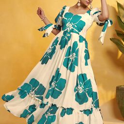 moda rapido Women Fit and Flare Blue Maxi/Full Length Dress-picture-46