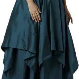 Women Solid Layered Green Skirt-image-6