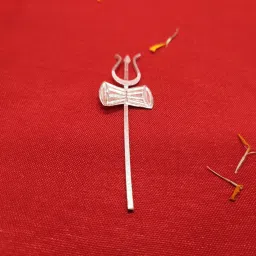 Pure Silver Trishul with Damru for Pooja Room, Home Decor, Mandir Dcor Decorative Showpiece-0.2 cm-picture-14