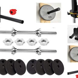 houseofcommon 2.5Kgx4 5Kgx2 Rubber Weight Plates, Dumbbell Rod, Bar&Plate Holder Home Gym Set Fitness Accessory Kit Kit-picture-7