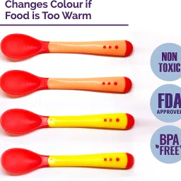 Silicone Tip Heat Sensitive Silicone Spoons | Temperature Sensing Spoons | Spoons Set (Red & Yellow, Pack of 4) - Silicon-10