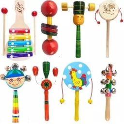 Colourful Wooden Baby Rattle Toy - Hand Crafted Rattle Set for Kids -Pack Of 8 Rattle-29