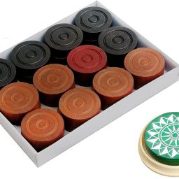 Wooden Brown & Black Extended Wood Carrom Pawns-picture-31