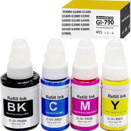 Haedlink Canon Ink for PIXMA GI 790-G1000,G2000,G3000,G4000,G2010,G3010 Pack of 4 Black + Tri Color Combo Pack Ink Bottle-picture-13
