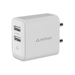 Stuffcool Flow Type A 2-Port Fast Charger (Type A to Type C Cable, Auto Detect Smart IC, White) image 4