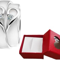 Valentine Gift Couple Rings for Girls and Boys Heart Shape Couple ring Metal Platinum Plated Ring Set-image-26