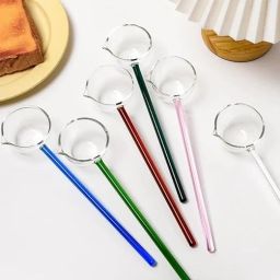 evila Glass Stirring Spoon Crystal Clear Borosilicate Teaspoon Milk Spoon Coffee Spoon Bone China Serving Spoon image 3