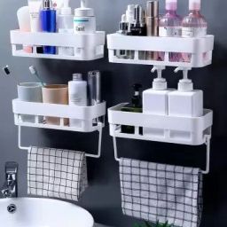 Multipurpose Wall Mounted Shelf Bathroom Accessories Wall Stand for Storage Rack Plastic Wall Shelf-12
