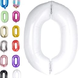 Solid Birthday/Anniversary Party Decoration Foil Plain 0 Number 32" Helium Supported Letter Balloon-image-68