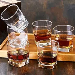 (Pack of 6) Plaza Whiskey Glasses Set of 6 pcs - 250 ml Bar Glass for Drinking Bourbon Glass Set Beer Glass-image-71