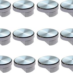 Fully Brass Half Round Mirror Glass Bracket Holder 6mm | Chrome Finish | Wall Mounted | Pack of 12 Piece Brass Glass Holder-13