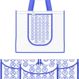 Pack of 4 Smile Print Foldable Grocery/Shopping Bags For Women | White & Blue Pack of 4 Grocery Bags-image-94