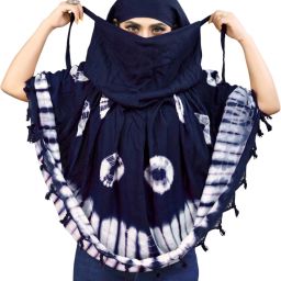 Geometric Print, Graphic Print Pure Cotton Women Dark Blue Scarf, Fancy Scarf, Stole-picture-0