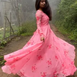 Floral Print Georgette Stitched Anarkali Gown-image-75