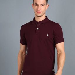 Men Printed Polo Neck Polycotton Maroon T-Shirt-image-2
