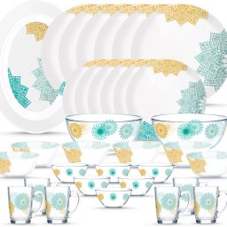 Pack of 33 Glass Made in UAE French design sodalime transparent glass Zayba Dinner Set-image-24