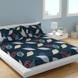 200 TC Cotton, Cotton Blend Double Self Design Flat Bedsheet-image-44