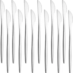 oicia Silver Dinner Knives, Table Knives, Silverware Cutlery Knives, Butter Spreader Stainless Steel Steak Knife Set-picture-2