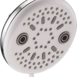 Shower Gio 4 Inch Round (Multiflow) Metallic Silver Finish with White Face Fixed Mount-13