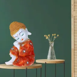 HomeDecor Showpiece Beautiful Lord Meditating Position Monk Statue For Good Luck Decorative Showpiece-10 cm-image-41