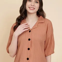 Women Regular Fit Solid Lapel Collar Casual Shirt-image-99