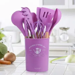 Silicone Kitchenware Spatulas With Wooden Handles Kitchen Tool Set-image-34