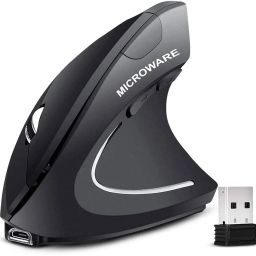 microware Rechargeable 2.4GHz Optical Vertical Wireless Mouse Wireless OpticalGaming Mouse-14