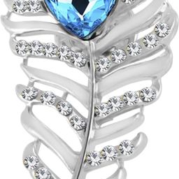 Om Jewells Lovely Feather Crystal Lapel Pin Brooch Brooch-image-4