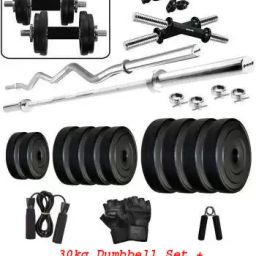 30 kg GYM KIT WITH 3FT CURL ROD AND 3 FT STRAIGHT ROD AND ACCESSORIES Home Gym Combo-image-74