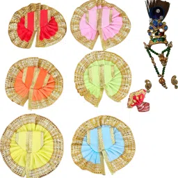 0 to 2 No Laddu Gopal Ji Designer 6 Dress combo with Pagdi and Jewelry Set Dress-15