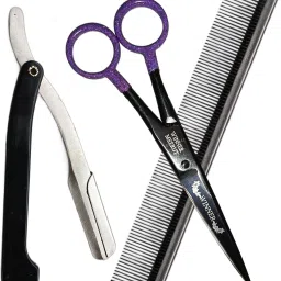 Winner 6" Scissor 1 , Shaving Razor 1, Barber Comb 1, For Salon Men & Women Scissors-image-39
