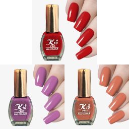 Matte Nail paint combo RedLight,Purple,Peach-image-63