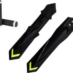 Bicycle Front & Rear Mudguard with Long Patti Fitting +1HandleGrip, Black Yellow Full Length Front & Rear Fender-12
