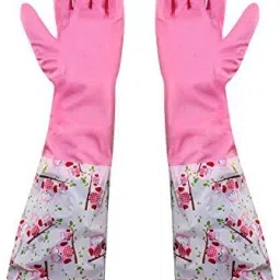 Reusable PVC Latex Kitchen Gloves, Long Elbow Length - For Summer, 1 Pair Wet and Dry Glove-image-51