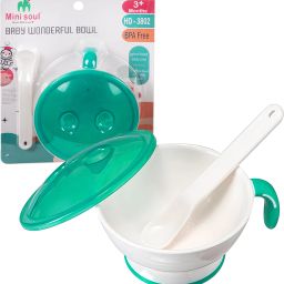 BPA Free Infants Meal Squeezer, Cute Grinding and Feeding Baby Bowl with Spoon - PP (Plastic)-image-105