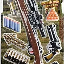 pubg theme gun toys set with assault rifle, toy knife, water and soft foam bullets and combat cards target shooting role play game for kids (pubg theme gun)-Multi color Guns & Darts-image-31