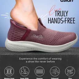 Slide-On Ladies-02 Mauve Made of Stiffeners & Foam Cushioning for Hands Free Slip On Sneakers For Women-image-7