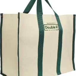 Canvas Shopping Bags for Market Milk, Grocery, Vegetable with Reinforced Handles - jhola - Kitchen Essential (17x8.5x14-inches) Grocery Bag-36