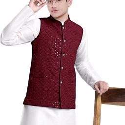 Men Printed Ethnic Jacket-image-3