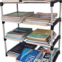 lotspek 4 Layer Bookshelf Rack Children Bookcases File Rack for Office Plastic Open Book Shelf-picture-45