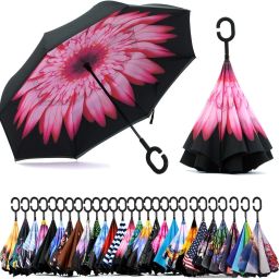 C Handle Inside Out Umbrell Reverse Umbrella with C-Shaped Handle Umbrella-18
