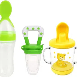Infant Food Nibbler Teething Toy Feeding Pacifier and Plastic Sipper Cup - Silicone, Plastic-image-23